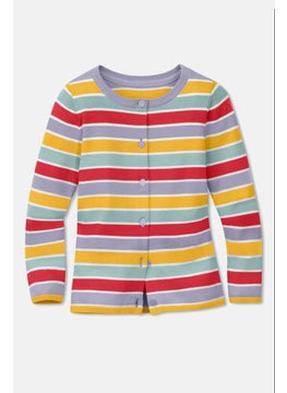 Kids Girl Round Neck Long Sleeve Stripe Cardigan, Lavender Combo - pzsku/ZEAD049A7AA85016861E6Z/45/_/1739715468/69b64449-39f1-40e7-99ea-dac6fa418a7c