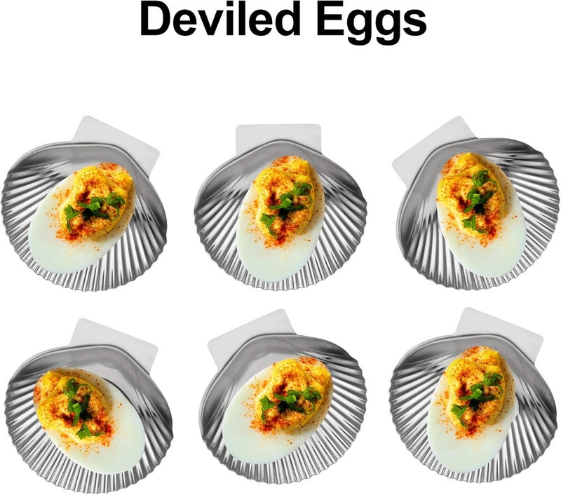 Outset Grillable Shells, All Purpose Grillable Stainless Steel Sea Shells, Set of 12 - Image 5