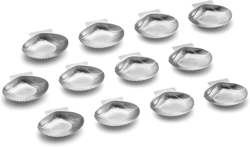 Outset Grillable Shells, All Purpose Grillable Stainless Steel Sea Shells, Set of 12 - Image 1