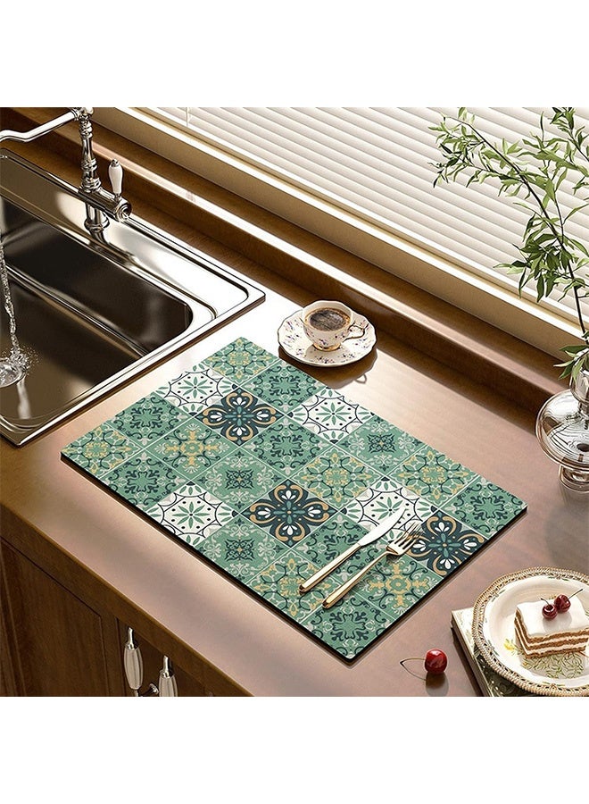 Peachjoy Boho Quick-Dry Coffee Mat Non-slip Absorbent Microfiber Countertop Protector for Coffee Machines and Coffee Pots, Multi-color Floral Pattern, Very Suitable for Sink, Coffee Bars (B 20x30cm)  - Image 1