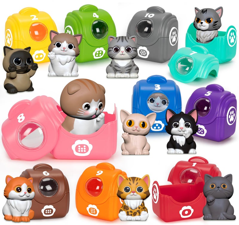 Aigybobo Learning Toys for 1 2 3 Year Old Boys Girls 20 Pcs Cat Toys for Toddlers 13 Kitten Finger Puppet Games Counting Matching Sorting Motor Educational Playset Gifts for Baby Toddlers Age 1218 Months - Image 2