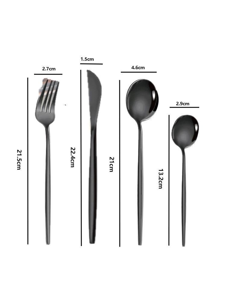 General 30-Piece Knife Fork Spoon Full Set Black  - Image 2
