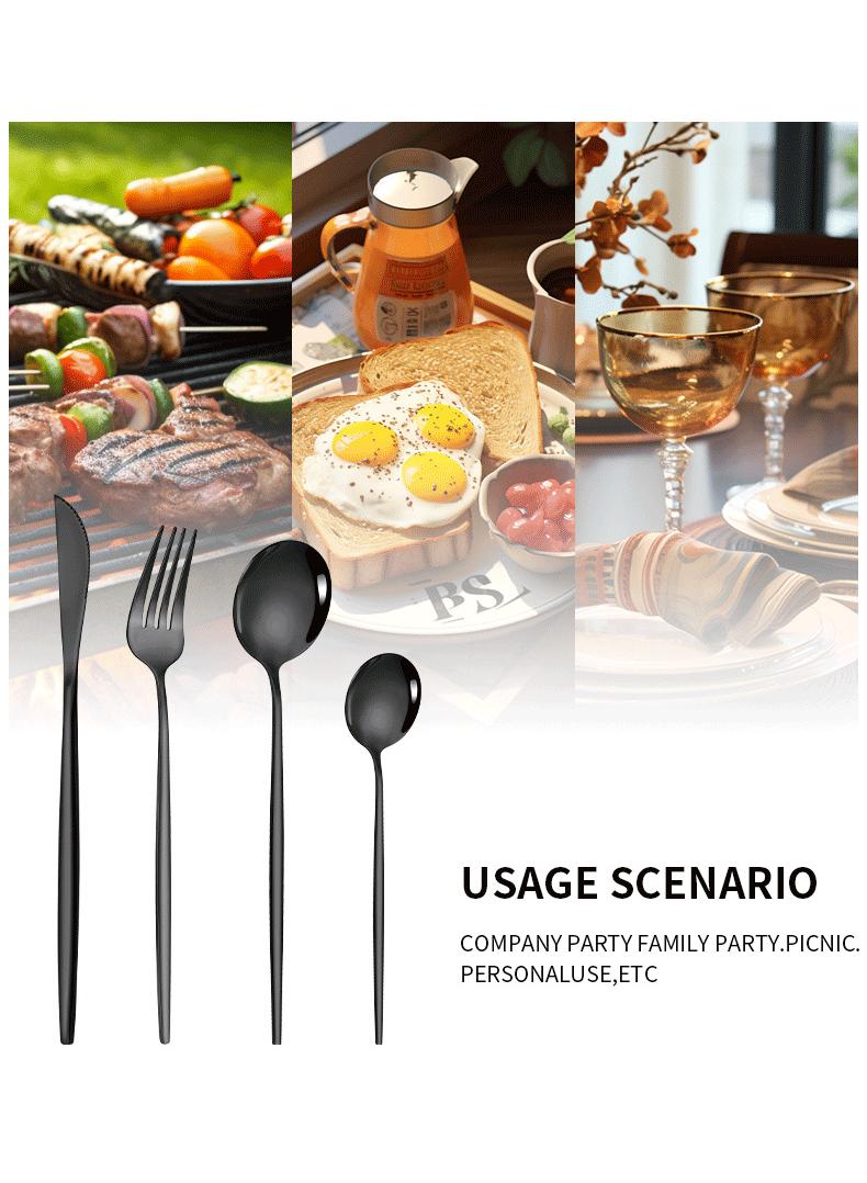 General 30-Piece Knife Fork Spoon Full Set Black  - Image 4
