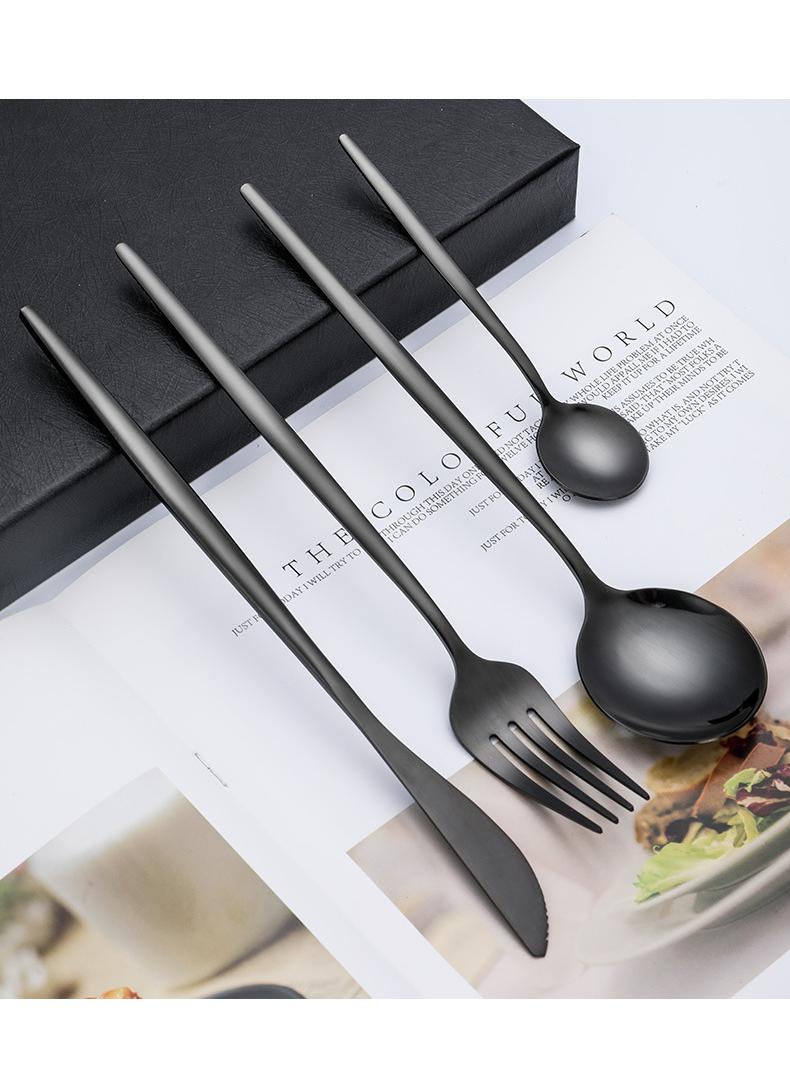 General 30-Piece Knife Fork Spoon Full Set Black  - Image 3