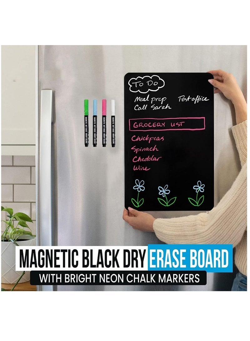 Captaintech Magnetic Black Dry Erase Board, Small Chalkboard for Fridge, Refrigerator Magnetic Whiteboard Sheet with Magnet Blackboard Markers(45X30cm) - Image 2