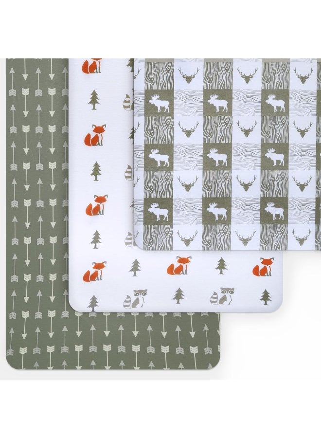 GrowWILD GROW WILD Forest Crib Sheets 3 Pack | Soft Crib Sheets for Boys and Girls | Crib Sheets Neutral Grey | Stretchy Forest Crib Sheet - Nicely Fit Crib Mattress Sheet (Forest Fun) - Image 2