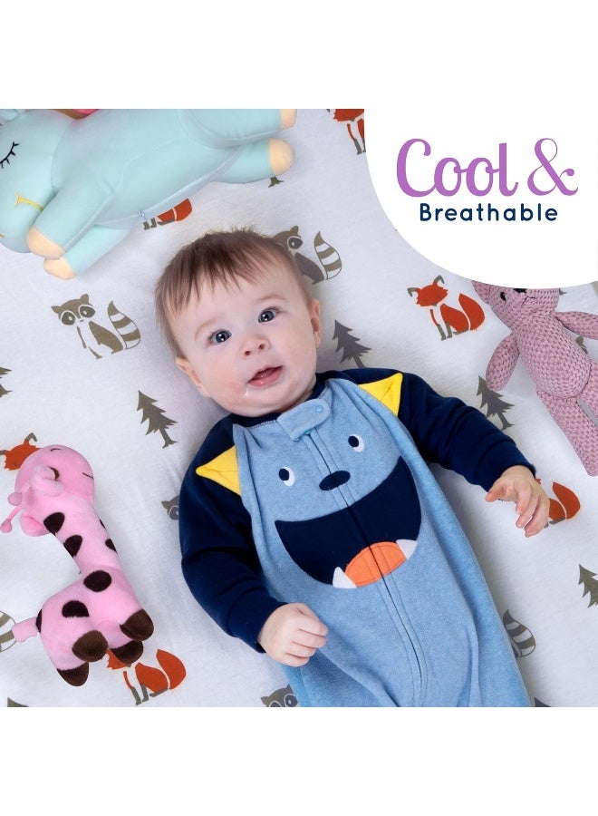 GrowWILD GROW WILD Forest Crib Sheets 3 Pack | Soft Crib Sheets for Boys and Girls | Crib Sheets Neutral Grey | Stretchy Forest Crib Sheet - Nicely Fit Crib Mattress Sheet (Forest Fun) - Image 5