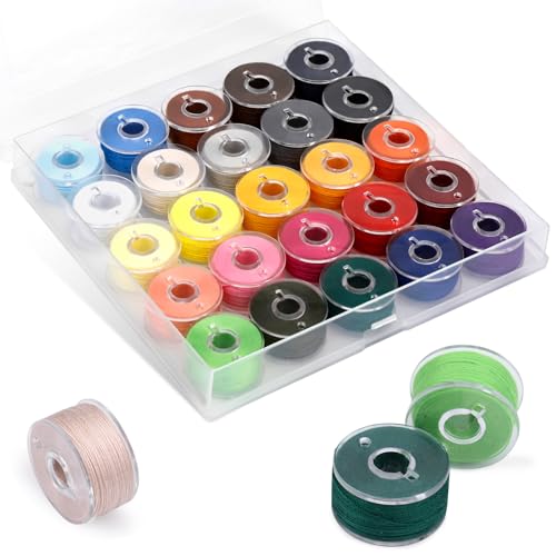 UzecPk 25pcs Assorted Colors Sewing Thread, Embroidery Bobbins, Prewound Bobbins Thread for Embroidery and Sewing Machines, 50 Yards Size A SA156 Spool of Thread Kit DIY and Home - Image 1