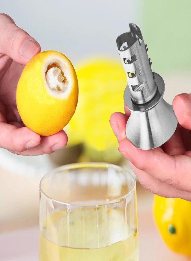 eispap 2Pcs 18/8 Stainless Steel Manual Lemon Juicer Squeezer, Easy Squeeze Small Hand Juicer and Reamer, Hand Citrus Juicer and Lemon Pourer, Screw Limes squeezer, Dishwasher Safe (2) - Image 2