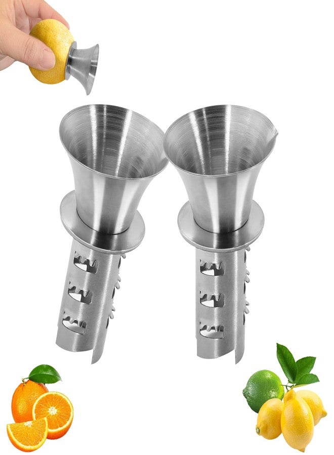 eispap 2Pcs 18/8 Stainless Steel Manual Lemon Juicer Squeezer, Easy Squeeze Small Hand Juicer and Reamer, Hand Citrus Juicer and Lemon Pourer, Screw Limes squeezer, Dishwasher Safe (2) - Image 1