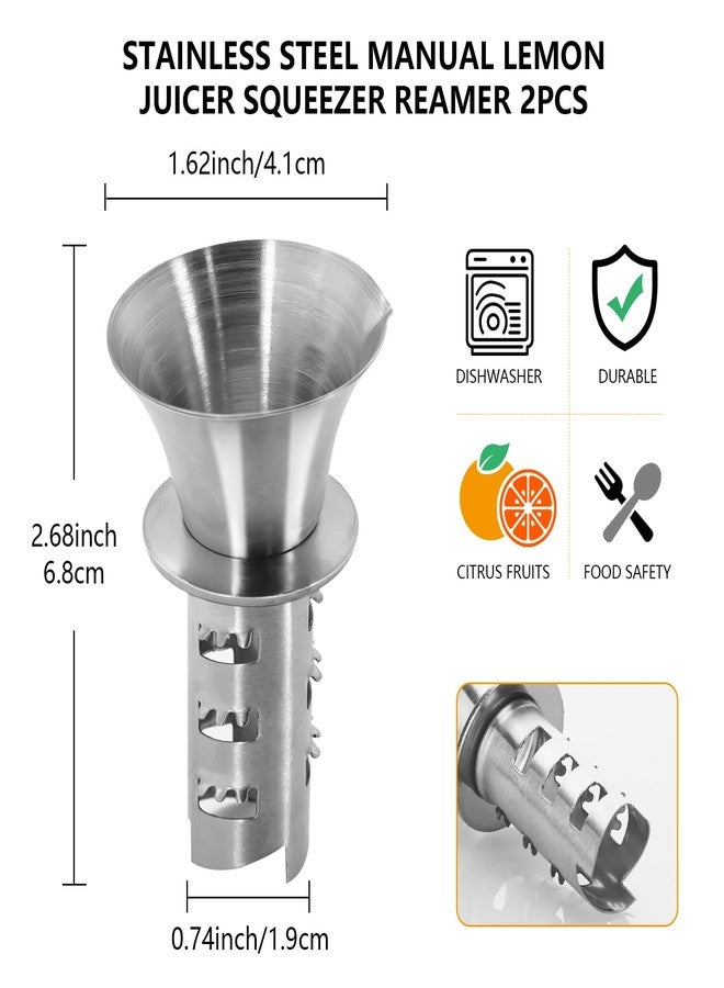 eispap 2Pcs 18/8 Stainless Steel Manual Lemon Juicer Squeezer, Easy Squeeze Small Hand Juicer and Reamer, Hand Citrus Juicer and Lemon Pourer, Screw Limes squeezer, Dishwasher Safe (2) - Image 5