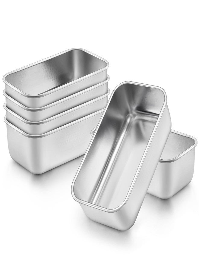 Onader Mini Loaf Pan for Baking Bread 6 Pack, 6¼ x 3⅝ Inch Stainless Steel Small Bread Loaf Pan Set, Metal Bread Tins for Meatloaf, Non Toxic & Dishwasher Safe - Image 1
