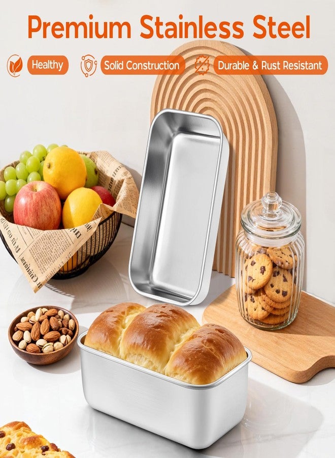 Onader Mini Loaf Pan for Baking Bread 6 Pack, 6¼ x 3⅝ Inch Stainless Steel Small Bread Loaf Pan Set, Metal Bread Tins for Meatloaf, Non Toxic & Dishwasher Safe - Image 4
