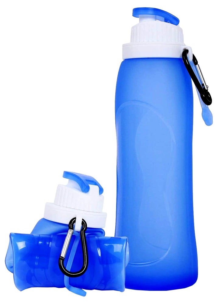 Elite Collapsible Silicone Sports Water Bottle 500 ml Blue color  - Image 1