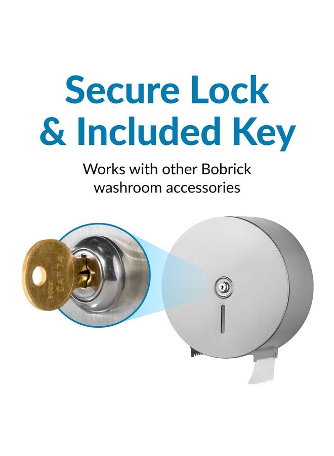 Bobrick Single Jumbo-Roll Surface-Mounted Toilet Tissue Dispenser, Satin-Finish Stainless Steel, ADA Compliant, Secure Locking Design, Versatile Roll Compatibility, Durable & Easy-Load Mechanism (Model B-2890) - Image 5