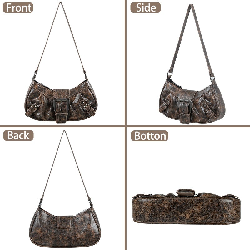 Geelyda Y2K Shoulder Bag PU Leather Hobo Bags for Women, Small Clutch Purses Going Out Top Handle Purse - Image 4