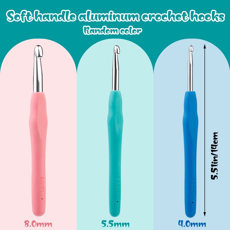 Mayboos 3 Sizes Crochet Hooks, Crochet Hooks for Arthritic Hands, 5.5 inch Long Ergonomic Crochet Needle with Soft Handle for Beginners and Crocheting Knitting Sweaters Scarves(4.0/5.5/8.0mm) - Image 2