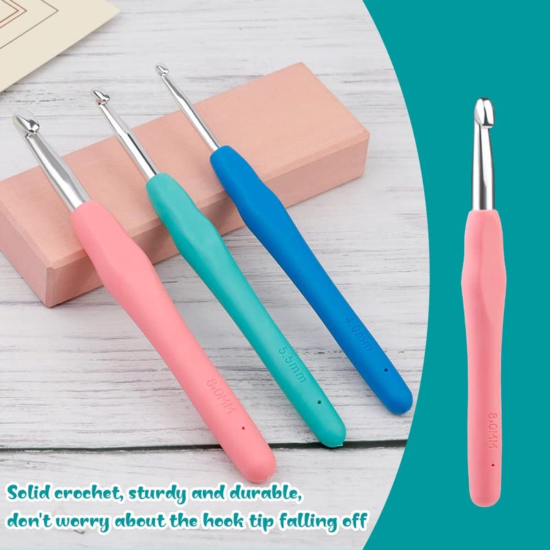 Mayboos 3 Sizes Crochet Hooks, Crochet Hooks for Arthritic Hands, 5.5 inch Long Ergonomic Crochet Needle with Soft Handle for Beginners and Crocheting Knitting Sweaters Scarves(4.0/5.5/8.0mm) - Image 5