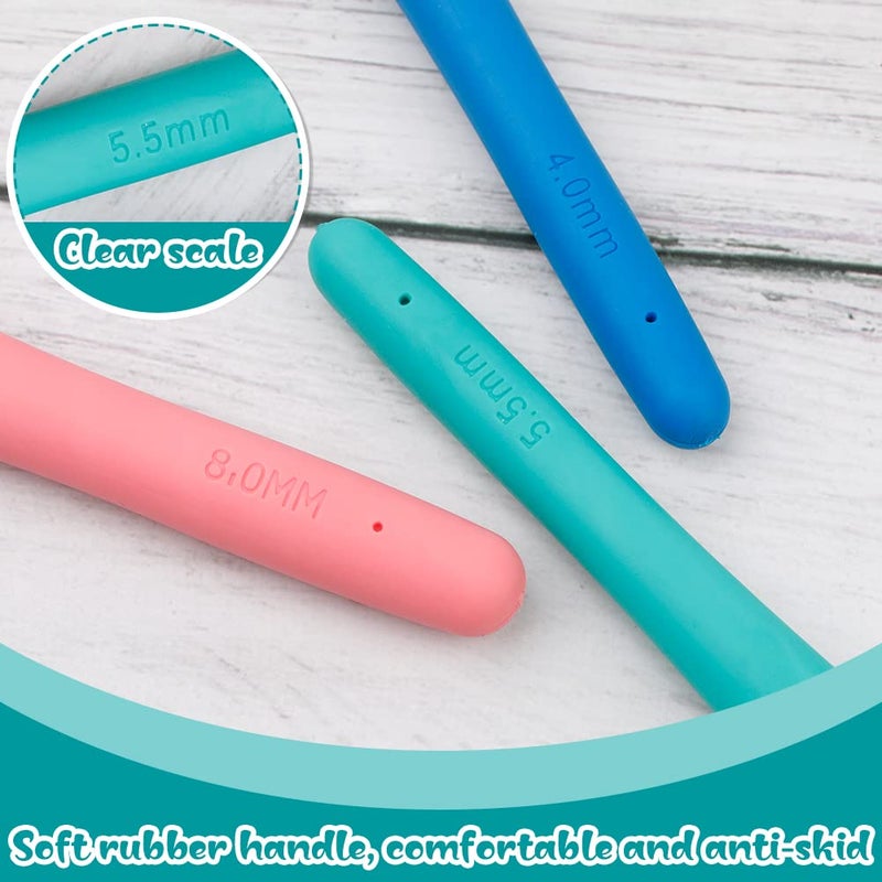 Mayboos 3 Sizes Crochet Hooks, Crochet Hooks for Arthritic Hands, 5.5 inch Long Ergonomic Crochet Needle with Soft Handle for Beginners and Crocheting Knitting Sweaters Scarves(4.0/5.5/8.0mm) - Image 4