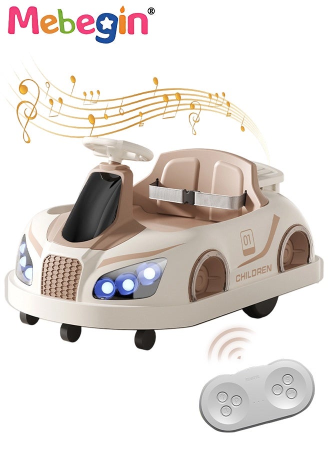 MEBEGIN Kids Electric Ride on Toy with Safety Belt, Ride-on Electric Car with 2 Seats and Storing Space, Safe 4-wheel Car with Light and Music, Hard to Roll Over, Cool Bumper Car, Fun Outdoor Toy for Parents-child Campaign, Ideal Gift for Kids, 85*56*55cm  - Image 1