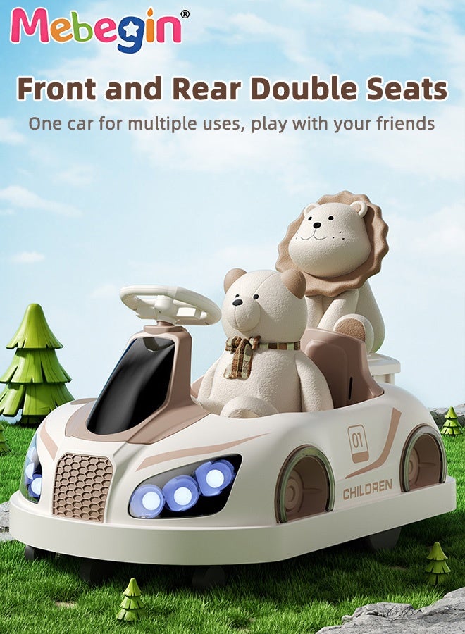 MEBEGIN Kids Electric Ride on Toy with Safety Belt, Ride-on Electric Car with 2 Seats and Storing Space, Safe 4-wheel Car with Light and Music, Hard to Roll Over, Cool Bumper Car, Fun Outdoor Toy for Parents-child Campaign, Ideal Gift for Kids, 85*56*55cm  - Image 5