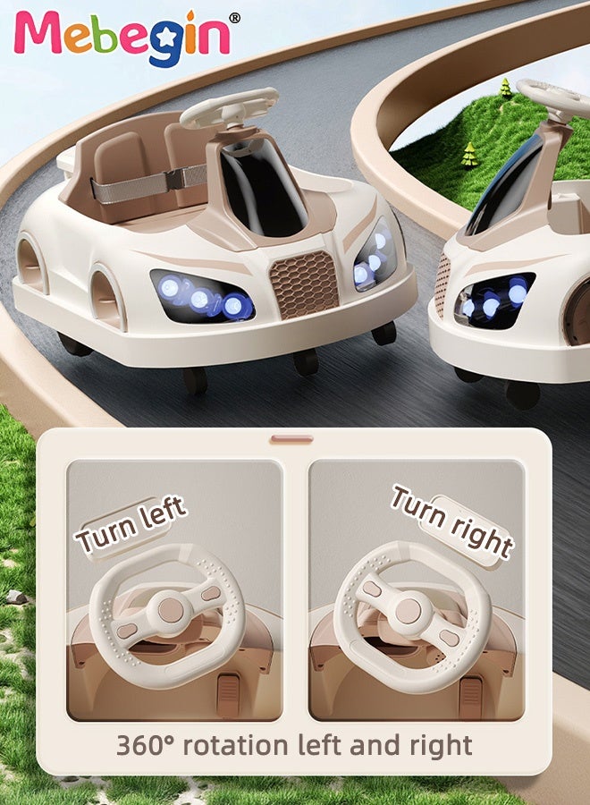MEBEGIN Kids Electric Ride on Toy with Safety Belt, Ride-on Electric Car with 2 Seats and Storing Space, Safe 4-wheel Car with Light and Music, Hard to Roll Over, Cool Bumper Car, Fun Outdoor Toy for Parents-child Campaign, Ideal Gift for Kids, 85*56*55cm  - Image 2