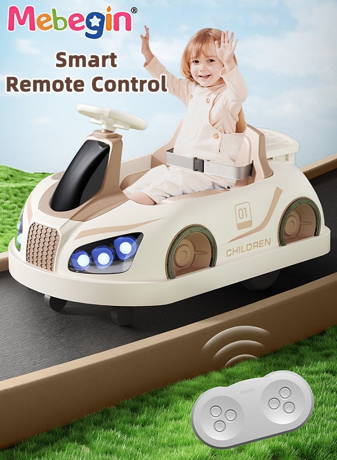 MEBEGIN Kids Electric Ride on Toy with Safety Belt, Ride-on Electric Car with 2 Seats and Storing Space, Safe 4-wheel Car with Light and Music, Hard to Roll Over, Cool Bumper Car, Fun Outdoor Toy for Parents-child Campaign, Ideal Gift for Kids, 85*56*55cm  - Image 3
