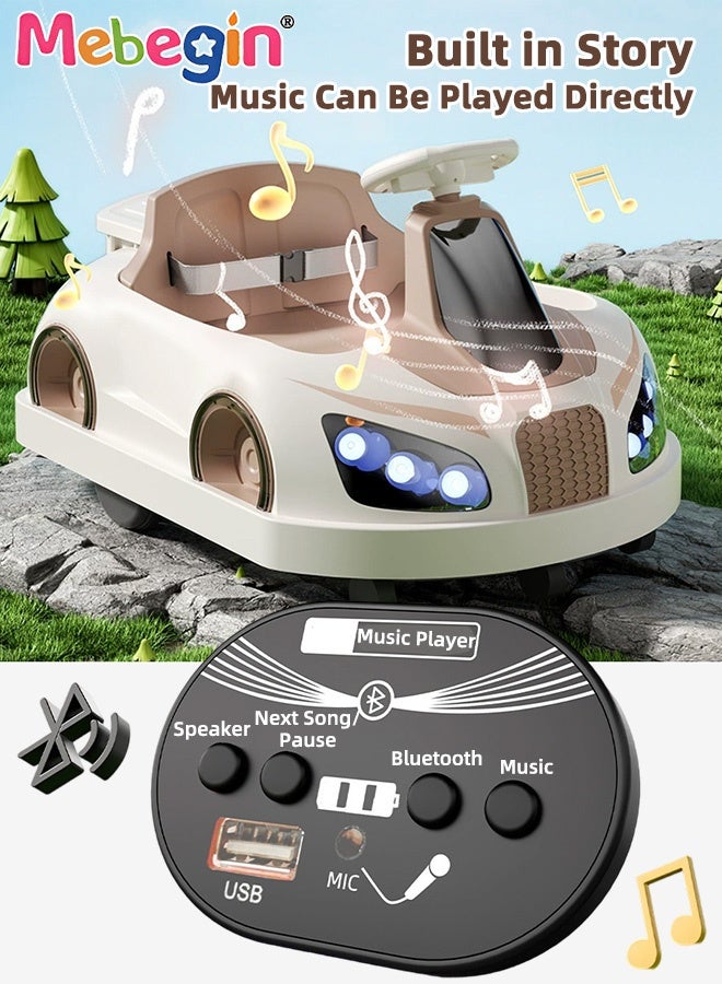 MEBEGIN Kids Electric Ride on Toy with Safety Belt, Ride-on Electric Car with 2 Seats and Storing Space, Safe 4-wheel Car with Light and Music, Hard to Roll Over, Cool Bumper Car, Fun Outdoor Toy for Parents-child Campaign, Ideal Gift for Kids, 85*56*55cm  - Image 4