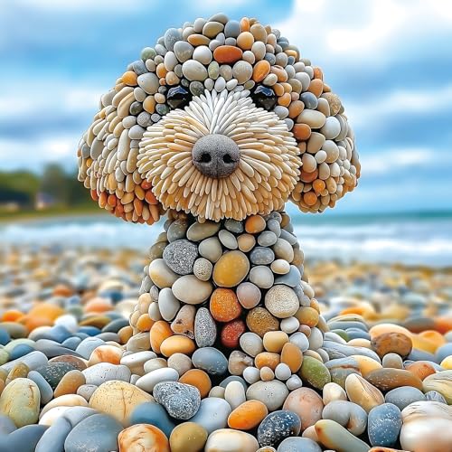 MINIWAN 500 Piece Jigsaw Puzzles for Adults Beach Stone Dog Animal Art Puzzle for Adults Challenging Fun Family Includes Poster DustFree Pieces for Puzzle Lovers Premium 23x15 - Image 1