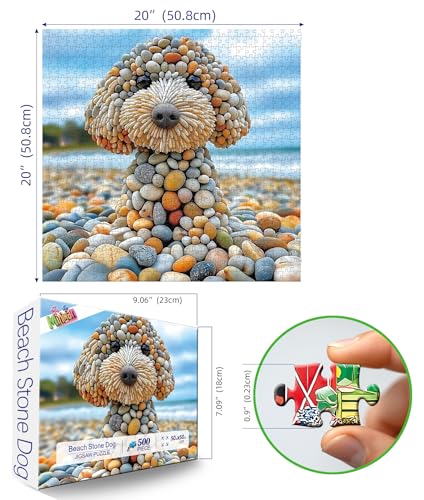MINIWAN 500 Piece Jigsaw Puzzles for Adults Beach Stone Dog Animal Art Puzzle for Adults Challenging Fun Family Includes Poster DustFree Pieces for Puzzle Lovers Premium 23x15 - Image 5