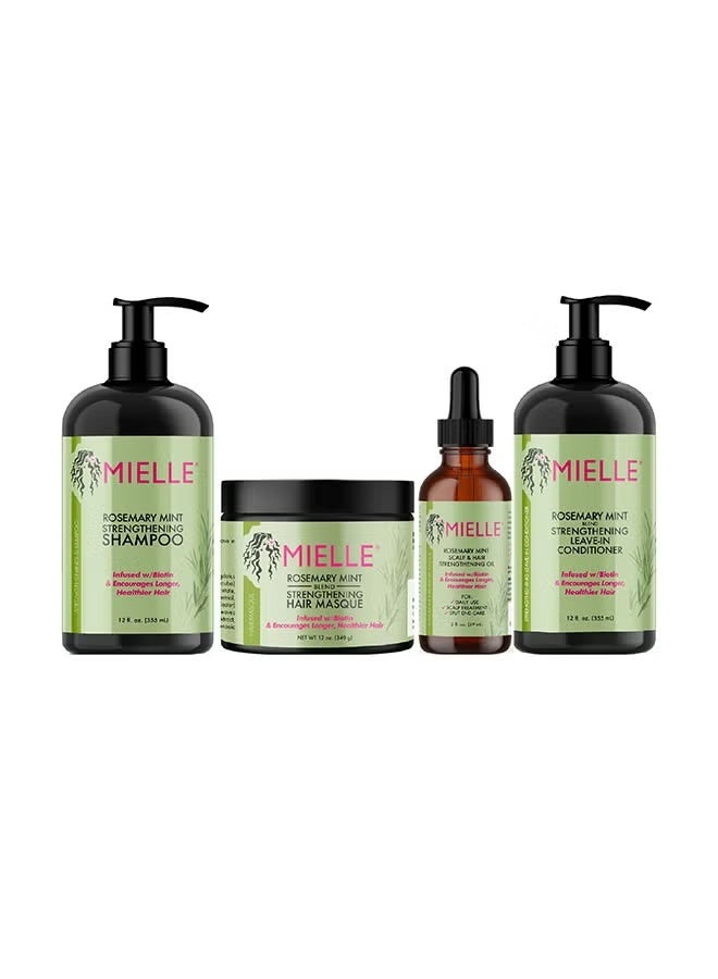 MIELLE Rosemary Mint Complete Hair Kit- Hair Oil 59ml And Shampoo 355ml, and Conditioner 355ml And Hair Masque 340gm - Image 1