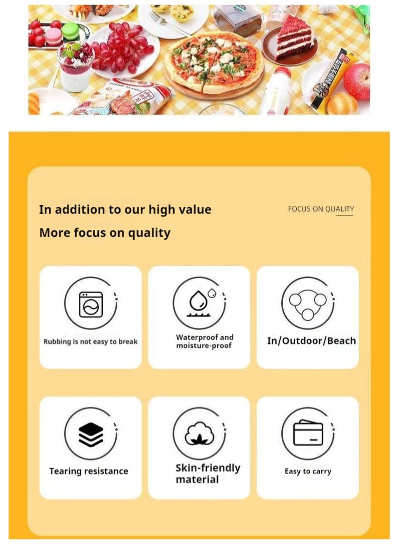 Extra-Large Picnic Mat Beach Mat, 80''x80'' Picnic Mat Waterproof Sand Resistant Foldable Portable Outdoor Camping Hiking Travel Meadow Park Music Festival Lawn Mat (Yellow Check, 80x80 inches) - Image 4