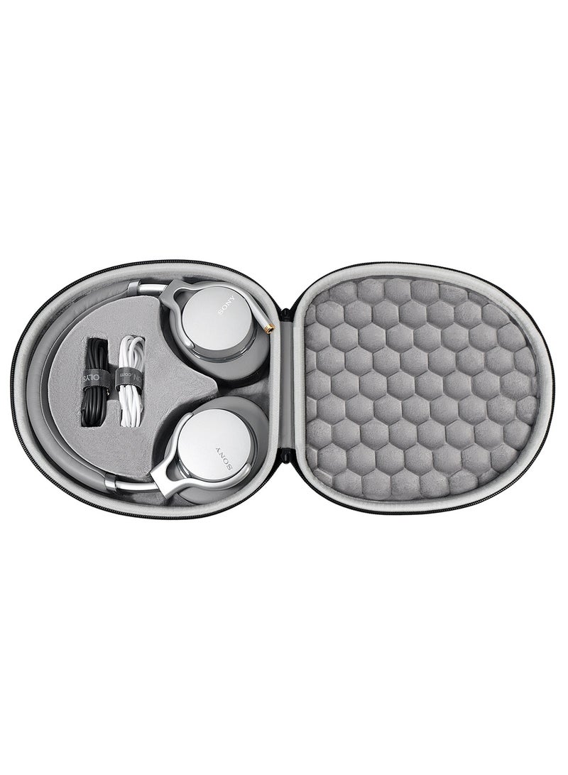 عام حقيبة تخزين بسحاب مخصصة لسماعات Sony MDR-1AM2 - غلاف واقي صلب مقاوم للصدمات، محمول ومدمج لتنظيم وحماية السماعات والملحقات. - Image 5