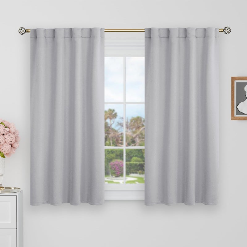 BGment 40 Inch Length Blackout Curtains for Cafe - 38 x 40 inch Short Curtains Rod Pocket and Back Tab Thermal Insulated Room Darkening Curtains for Kitchen Bathroom  2 Window Panels  Light Grey - Image 1