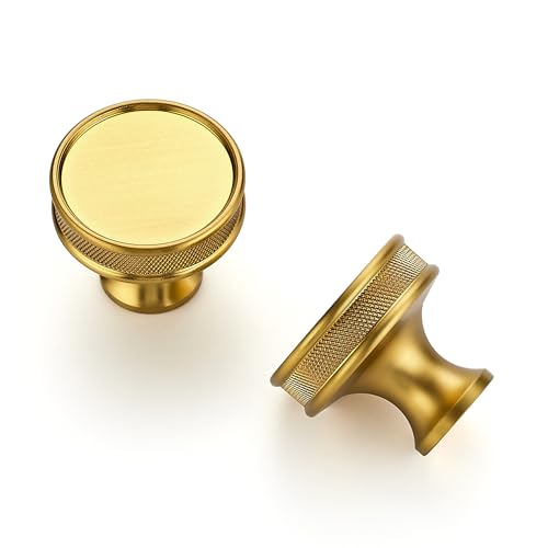 Ravinte 30 Pack 11530mm Brushed Gold Cabinet Knobs Knurled Dresser Drawer knobs Kitchen Cupboard Handles for Cabinet Hardware - Image 1