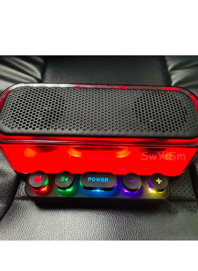 Portable Transparent Luminous Colorful RGB Dazzling Desktop Card Audio Double Trumpet Mechanical Button Smart Bluetooth Speaker - Image 5
