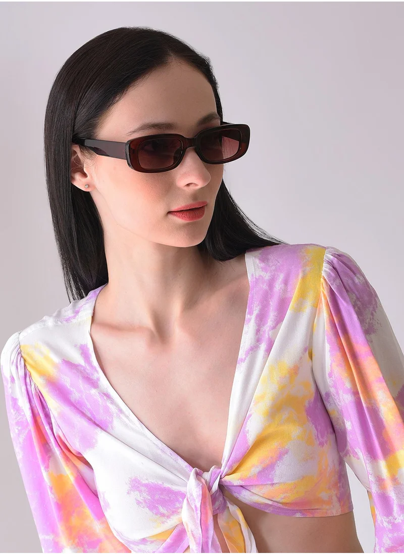 صوص هاوت Brown Lens Brown Rectangle Sunglasses