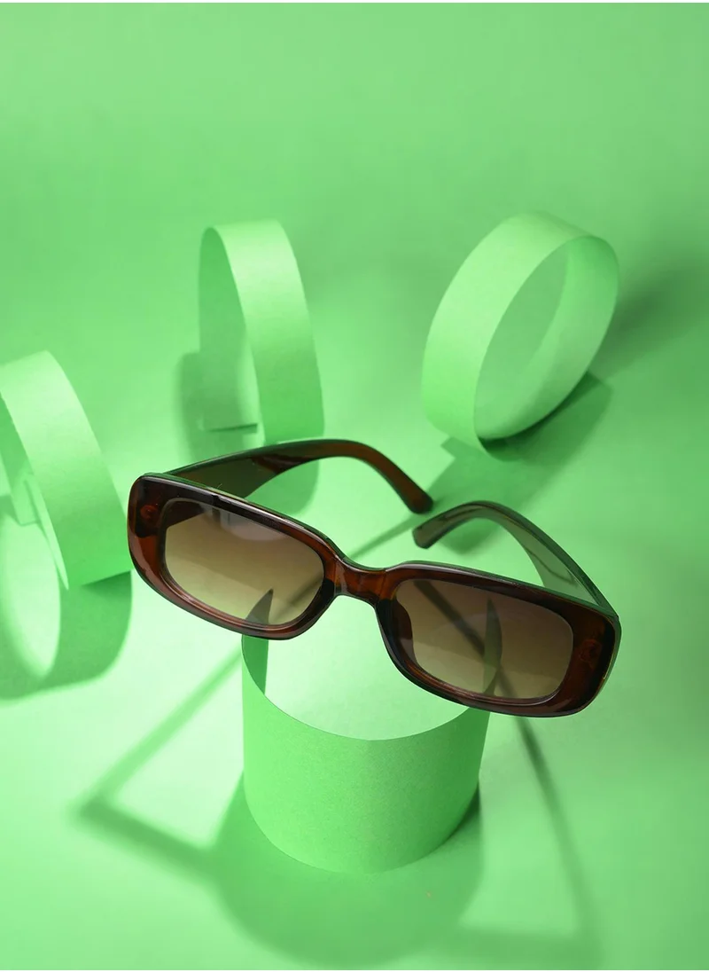 صوص هاوت Brown Lens Brown Rectangle Sunglasses