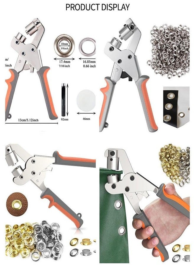 Do It Yourself DIY Crafts Grommet Installation Tool Kit with Pliers, Metal Grommets, 1/4 and 3/8 inch Dies, Silver and Gold (1, 200 Silver and Gold Grommet & Washer) - Image 5