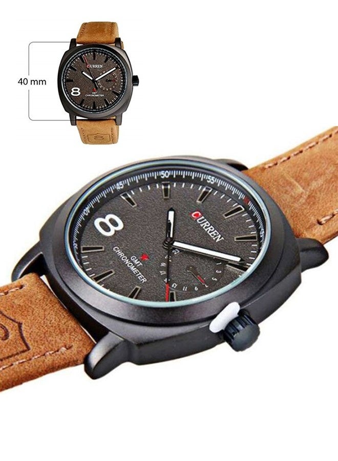 CURREN Mens Quartz Analog Wrist Watch 8139 Waterproof Leather Strap Chronograph Sports Casual Business Gift Watch - Image 4