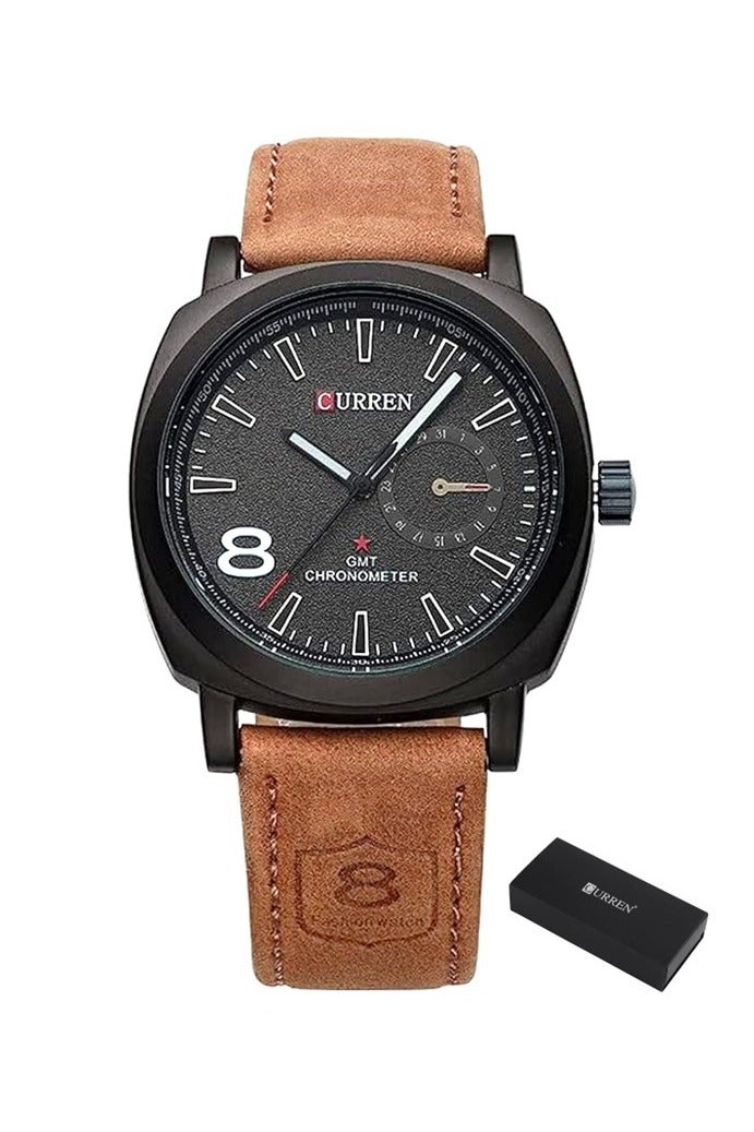 CURREN Mens Quartz Analog Wrist Watch 8139 Waterproof Leather Strap Chronograph Sports Casual Business Gift Watch - Image 1