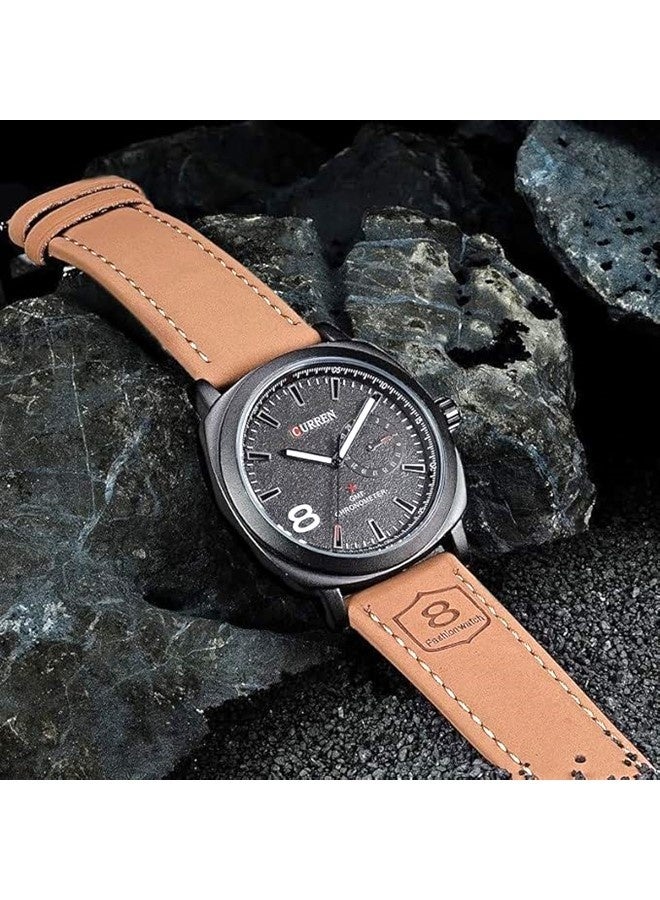 CURREN Mens Quartz Analog Wrist Watch 8139 Waterproof Leather Strap Chronograph Sports Casual Business Gift Watch - Image 3