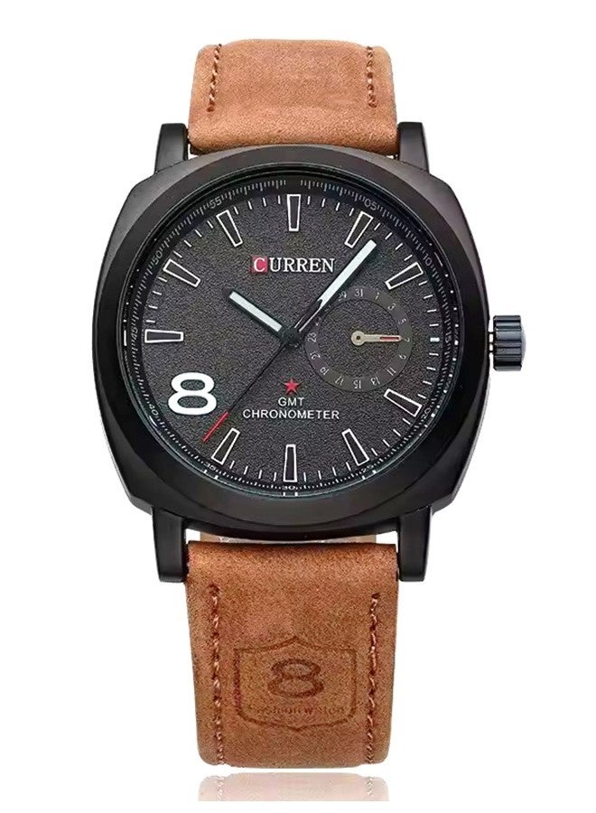 CURREN Mens Quartz Analog Wrist Watch 8139 Waterproof Leather Strap Chronograph Sports Casual Business Gift Watch - Image 2
