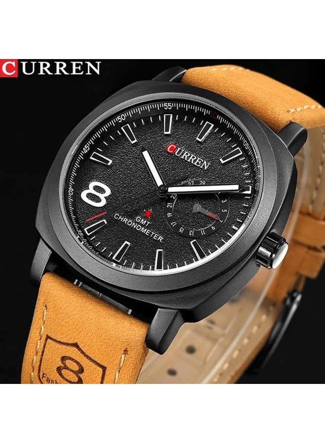 CURREN Mens Quartz Analog Wrist Watch 8139 Waterproof Leather Strap Chronograph Sports Casual Business Gift Watch - Image 5