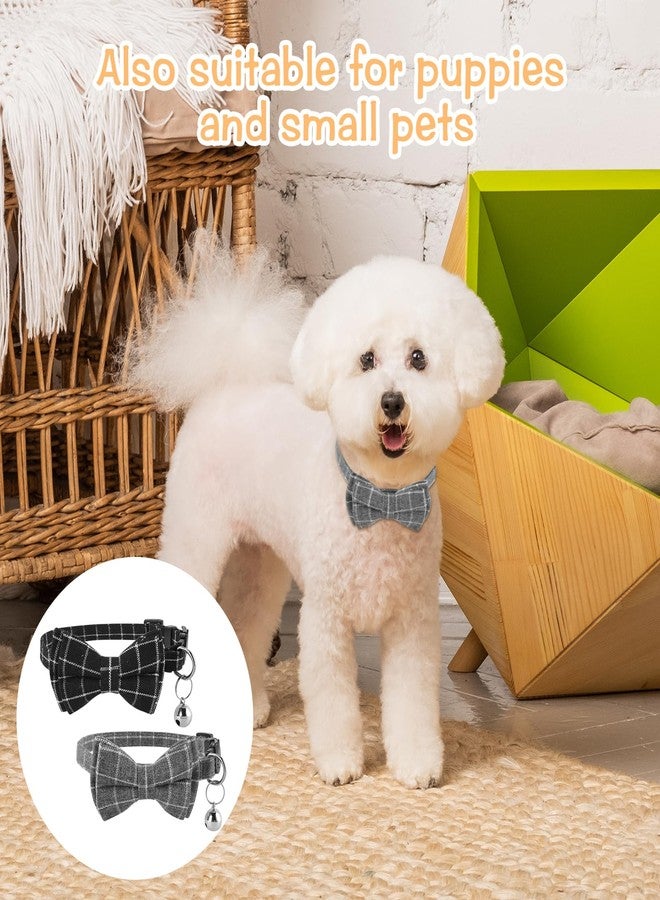 Jeffdad طوق قطط جيفداد قطعتين قابل للفك، طوق قطط مزين بأجراس وربطة عنق منقوشة، طوق قطط قابل للتعديل للقطط الصغيرة والجراء والحيوانات الأليفة الصغيرة (أسود ورمادي منقوش). - Image 5