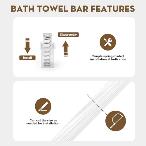 IWIWE 24 Inch Clear Square Towel Bar Replacement Rod for Ceramic Holder - Spring Loaded Adjustable Plastic Towel Rod for Bathroom and Kitchen Porcelain Holders (Reliable Plastic) - Image 3