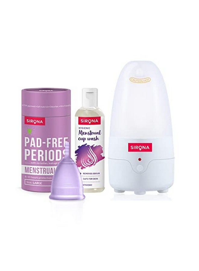 Sirona Reusable Menstrual Cup For Women Large With Natural Menstrual Cup Wash 100 Ml & Menstrual Cup Sterilizer ; Clean Your Period Cup Effortlessly Kills 99% Of Germs In 3 Minutes - Image 2