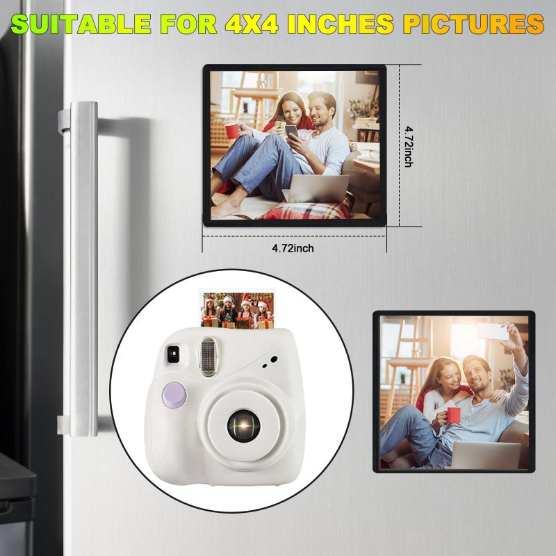 CHUNNIAO Black Magnetic Picture Frame 4X4 for Refrigerator,12 pack,Square Photo Magnets Sleeves - Image 2