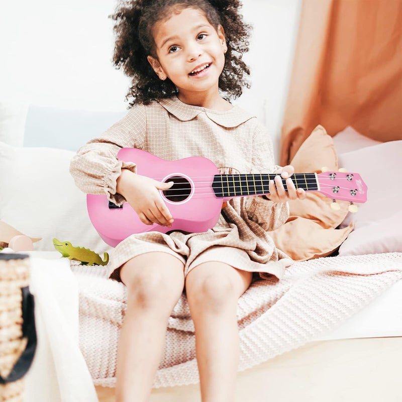 Trendy Soprano Valentine's Day Ukulele for Beginners 21 Inch Hawaiian Wood Ukuleles for Adult Student Starter Four Strings Guitar (Pink) - Image 2