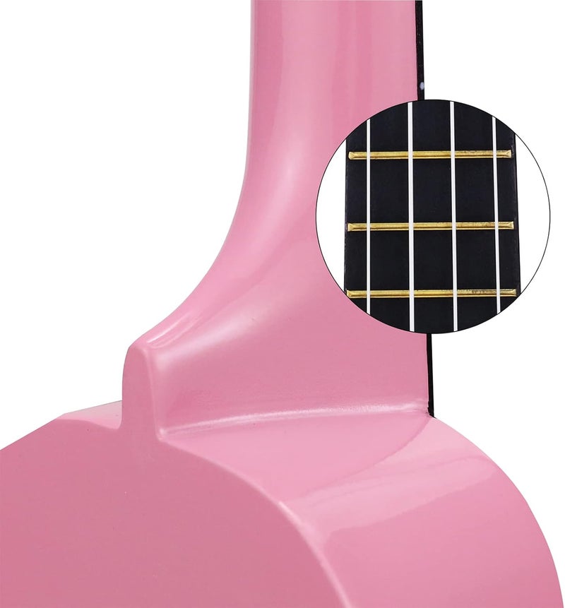 Trendy Soprano Valentine's Day Ukulele for Beginners 21 Inch Hawaiian Wood Ukuleles for Adult Student Starter Four Strings Guitar (Pink) - Image 4